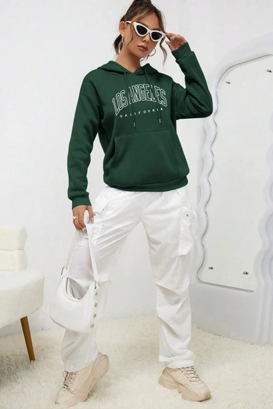 Unisex Los Angles  Baskılı Sweatshirt - Resim 12