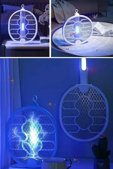 BUFFER® Sinek Öldürücü Masaüstü Olabilen Katlanabilir Şarjlı Sinek Raketi 5W 400mAh - 8