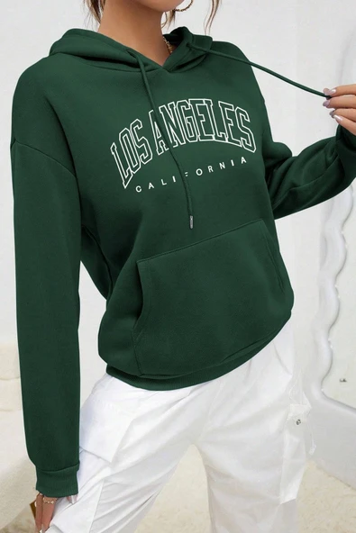 Unisex Los Angles  Baskılı Sweatshirt - Resim 11