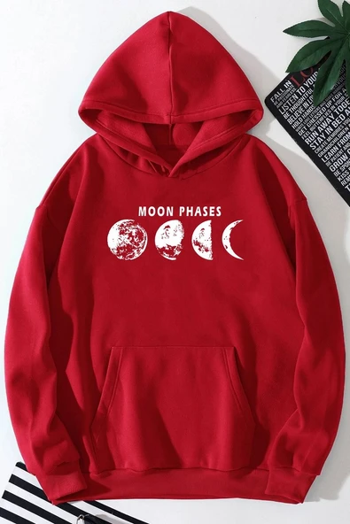 Unisex Moon Phases Baskılı Sweatshirt - 4