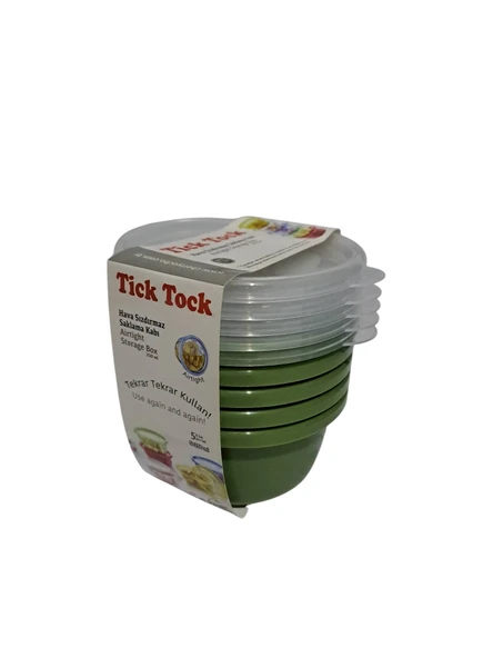 Hobby Life Tick Tock Hava Sızdırmaz Saklama Kabı 5'li Set 5 x 250 ML Yeşil - 3
