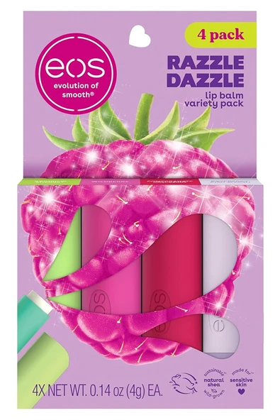 EOS Lip Balm Razzle Dazzle Dudak Balsamı Çeşit Paketi 4 Adet