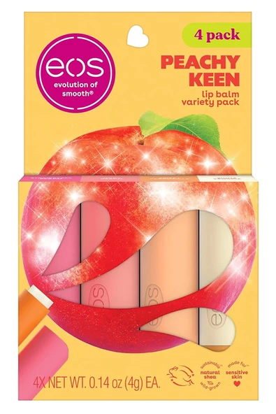 EOS Lip Balm Peachy Keen Dudak Balsamı Çeşit Paketi 4 Adet