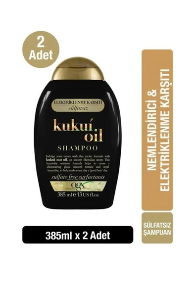 OGX Elektriklenme Karşiti Kukui Oil Sülfatsız Şampuan 385 ml X 2 Adet