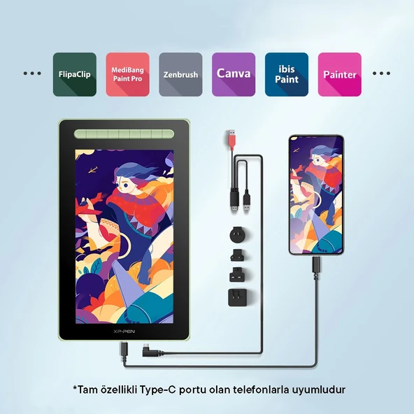 XP-Pen Artist 13 2nd Generation Grafik Ekran Tablet Yeşil - 4