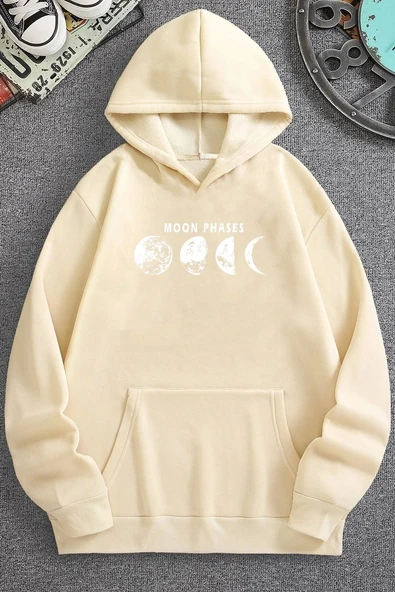 Unisex Moon Phases Baskılı Sweatshirt - 8