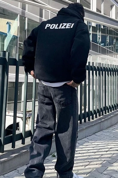 Unisex Polizei Sırt Baskılı Sweatshirt - 2