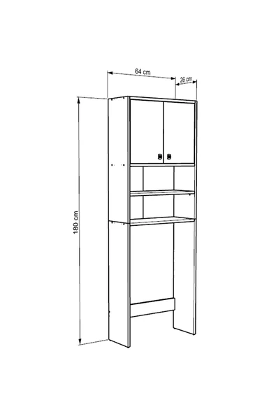 DEKORFİM Rio Çamaşır Makinesi Üstü Düzenleyici Dolap - 4