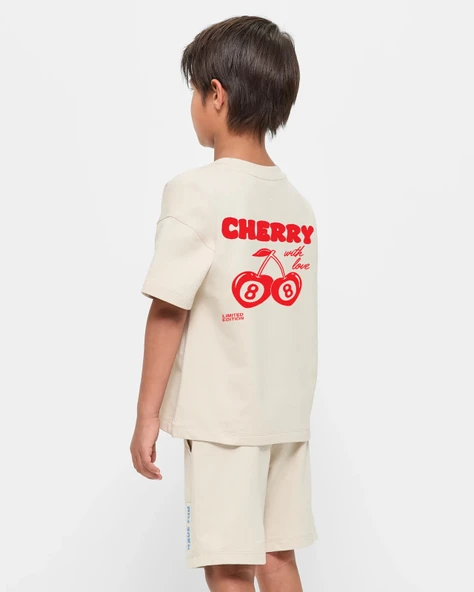 Çocuk Cherry Baskılı Pamuklu Tshirt ürün görseli 1