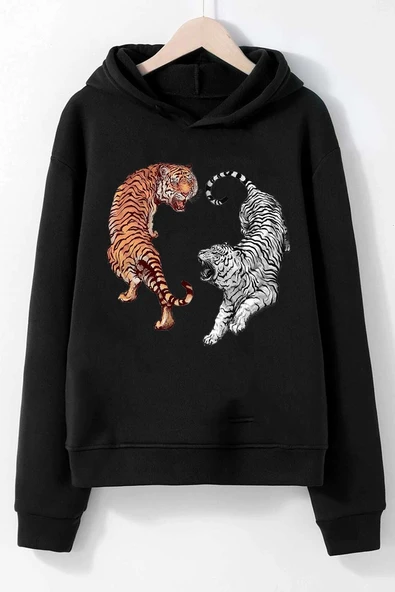 Unisex Tiger Baskılı Sweatshirt - Resim 2