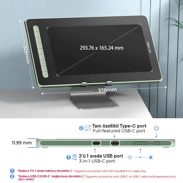 XP-Pen Artist 13 2nd Generation Grafik Ekran Tablet Yeşil - 5