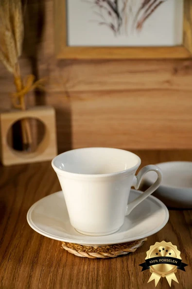 Farika Porselen Nükte 4 Parça 2 Kişilik Porselen Çay Fincan Takımı