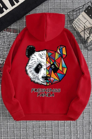 Unisex Panda Sırt Baskılı Sweatshirt - Resim 11