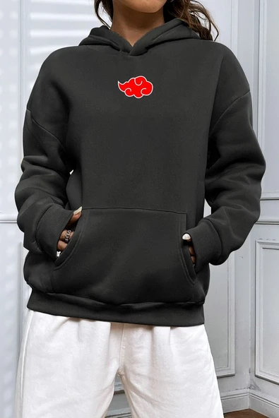 Unisex Ninja Akatsuki Sırt Baskılı Sweatshirt - Resim 5