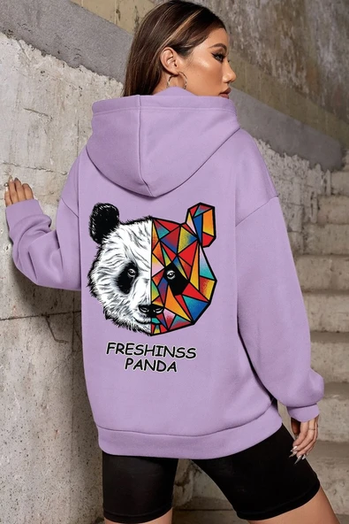 Unisex Panda Sırt Baskılı Sweatshirt - Resim 7