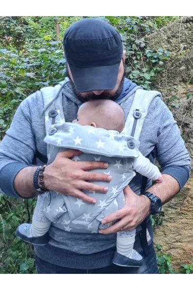 Her Yöne Kanguru Ergonomik Kanguru Bebek Kangurusu 4 Yönlü Gri - 5