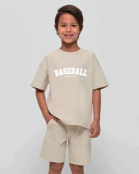 Çocuk Baseball baskılı Pamuklu Tshirt ürün görseli 1