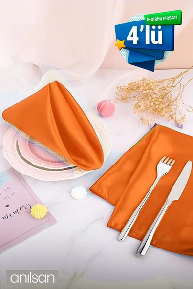 4’lü %100 Pamuk Kumaş Peçete Kahverengi 50x50 Cm Mutfak Bezi Sofra Sunum Servis Peçetesi