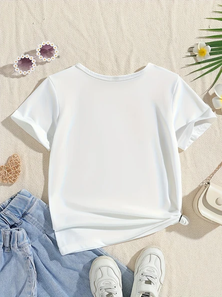Çocuk Emoji Hologram baskılı Pamuklu Tshirt - 8
