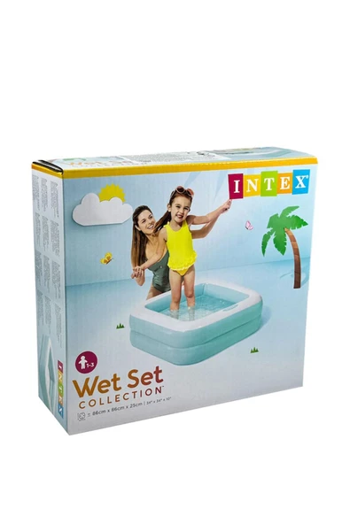 Intex Şişme Taban Mini Kare Havuz 86x86x25 cm Pembe - 4