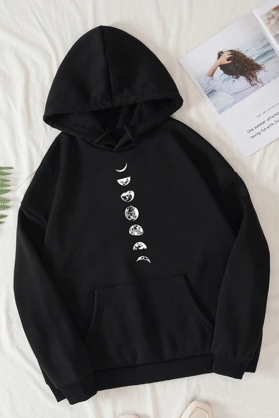 Unisex Moon Phases Baskılı Sweatshirt ürün görseli