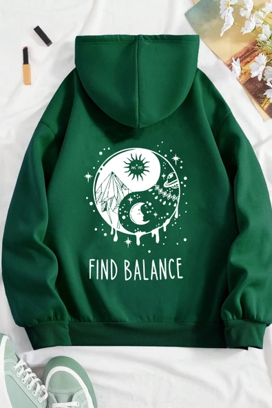 Unisex Yin & Yang Tasarım Sweatshirt - 8