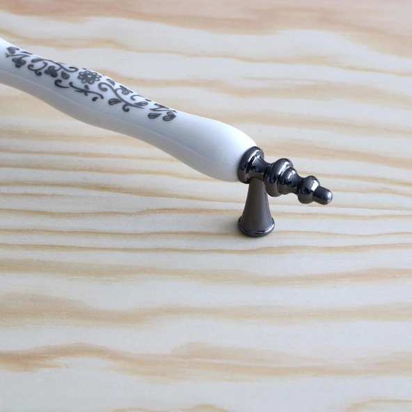 Mobilya Kulp Çekmece Mutfak Kulpları Kulpu Kulbu Dolabı Dolap Porselen Beyaz Füme 128 Mm - Resim 4