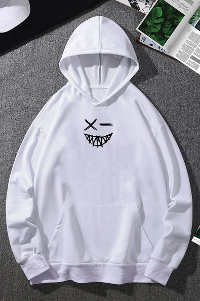 Cartoon Graphic Thermal Lined Drawstring Sweatshirt - Resim 3