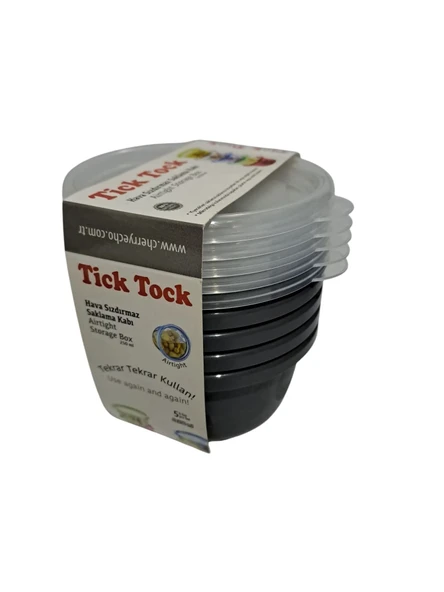Hobby Life Tick Tock Hava Sızdırmaz Saklama Kabı 5'li Set 5 x 250 ML Antrasit - 3