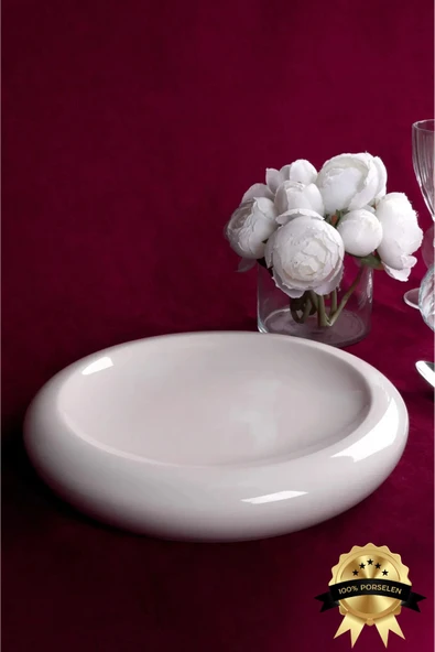 Farika Porselen Meteor Yalın 27cm Porselen Dekoratif Sunum Tabağı - Minimalist ve Şık Tasarım