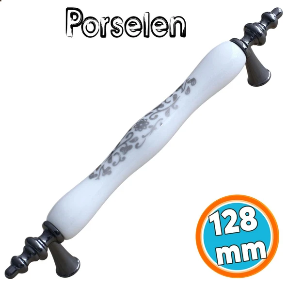 Mobilya Kulp Çekmece Mutfak Kulpları Kulpu Kulbu Dolabı Dolap Porselen Beyaz Füme 128 Mm ürün görseli