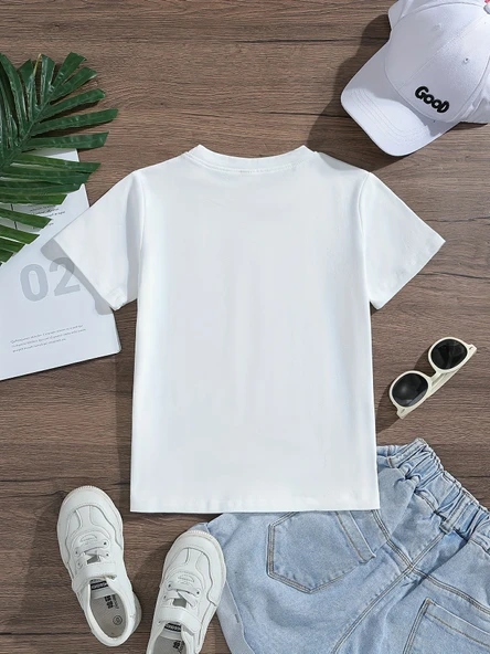 Çocuk Papatya Kelebek baskılı Pamuklu Tshirt - 2