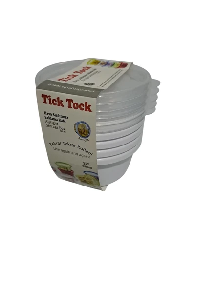 Hobby Life Tick Tock Hava Sızdırmaz Saklama Kabı 5'li Set 5 x 250 Beyaz - 3