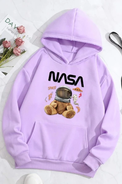 Unisex Nasa Bear Baskılı Sweatshirt - Resim 9