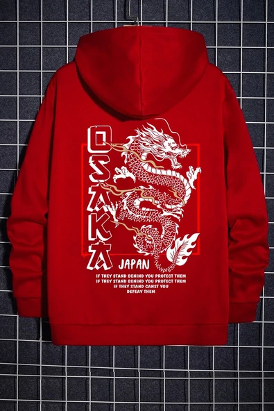 Unisex Osaka Baskılı Kapüşonlu Sweatshirt - Resim 7