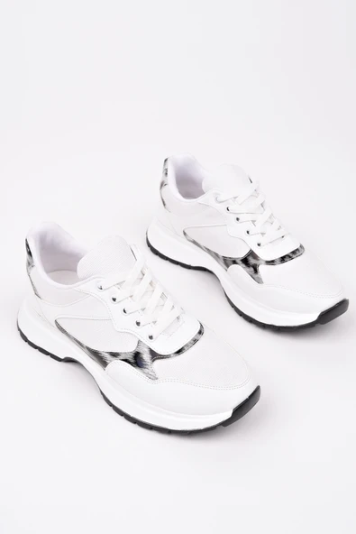 Muggo MELODY Kadın Kalın Taban Günlük Leopar Desenli Bağcıklı Sneaker Spor Ayakkabı - 7