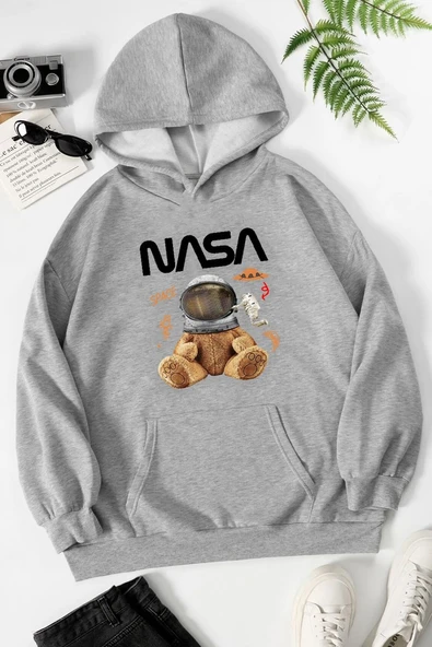 Unisex Nasa Bear Baskılı Sweatshirt - Resim 11