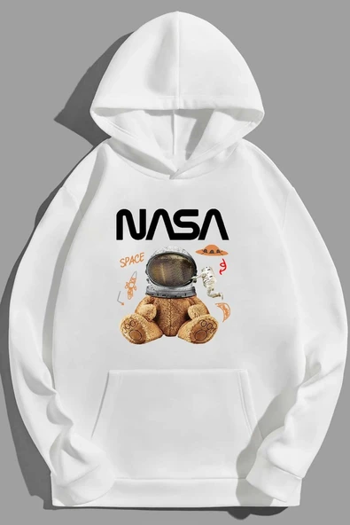 Unisex Nasa Bear Baskılı Sweatshirt - Resim 5