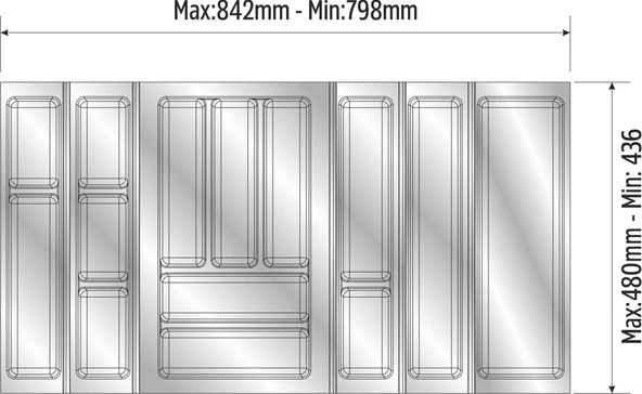 Mutfak Çekmece Içi Düzenleyici, Kaşıklık 84Cm X 48Cm Yanlar Ve Boydan 4Cm Kesilebilir, Antrasit - 3