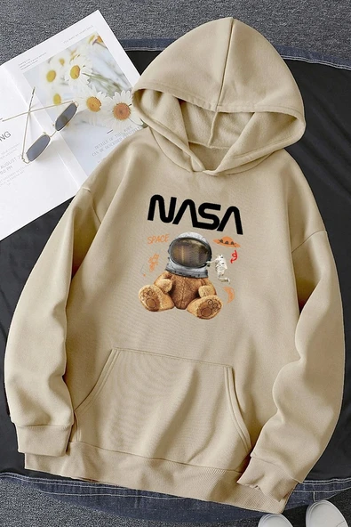 Unisex Nasa Bear Baskılı Sweatshirt - Resim 7