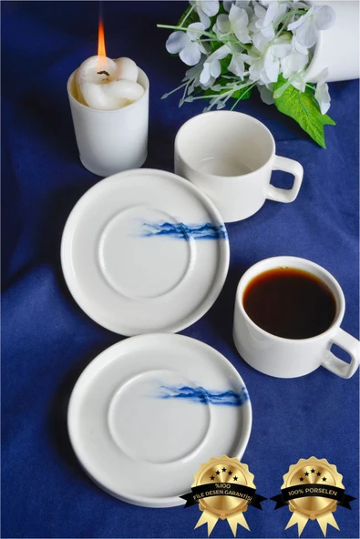 Farika Porselen Toros 4 Parça 2 Kişilik Porselen Çay Fincan Takımı