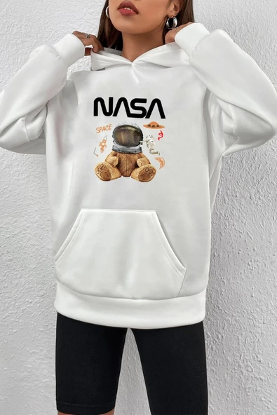 Unisex Nasa Bear Baskılı Sweatshirt - Resim 4