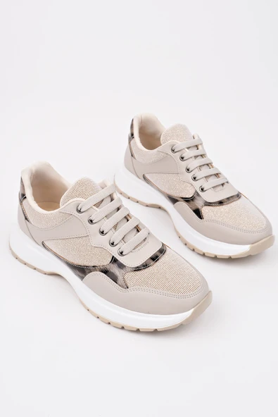 Muggo MELODY Kadın Kalın Taban Günlük Leopar Desenli Bağcıklı Sneaker Spor Ayakkabı - 10