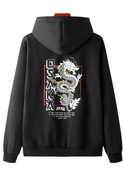 Unisex Osaka Baskılı Kapüşonlu Sweatshirt - Resim 4