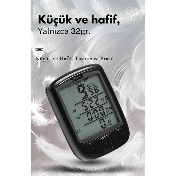 TechTic Sunding Bisiklet Km Hız Göstergesi Işıklı Led Ekranlı Kronometre Derece Saat(24 Fonksiyon) - 12