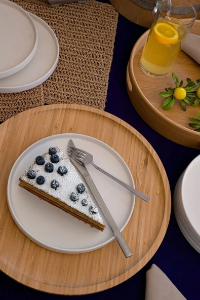 Farika Porselen 6'lı Venüs 20 cm Porselen Pasta ve Tatlı Tabağı Seti - Zarif ve Modern Tasarım - 3