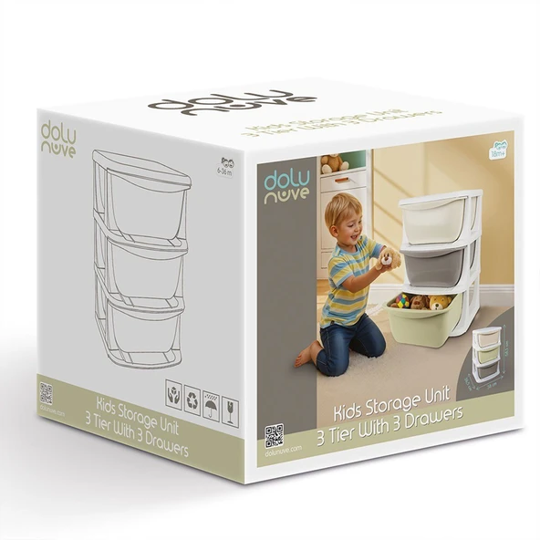 7130 3 Katlı 3 Çekmeceli Saklama Ünitesi -Dolu Oyuncak ürün görseli