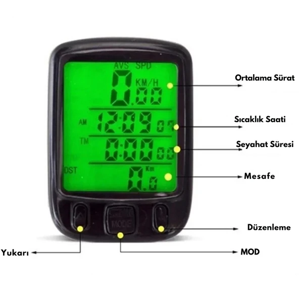 TechTic Sunding Bisiklet Km Hız Göstergesi Işıklı Led Ekranlı Kronometre Derece Saat(24 Fonksiyon) - 4