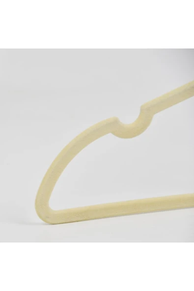 Lorin 15'li Kadife Kaydırmaz Elbise Askısı Krem - Resim 6