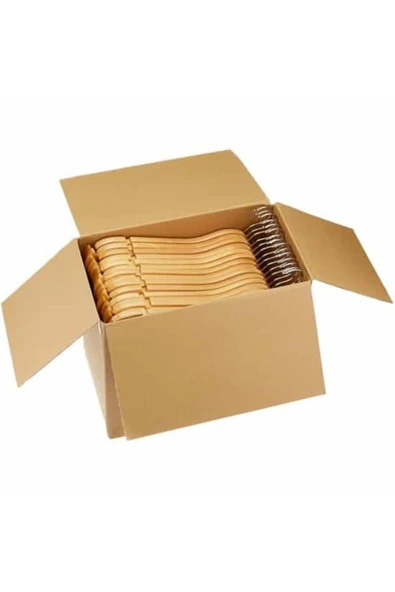 KULVARAVM 10 Adet Ahşap Cilalı Naturel Elbise Askısı Pürüzsüz 10 Lu Paket - 4